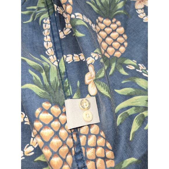 Reyn Spooner Blue Floral Pineapple Hawaiian Camp Shirt - Men’s Size Large EUC - Picture 13 of 14